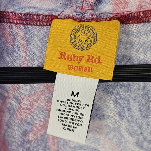 Ruby Rd. Women Embroidered Floral Sheer Kimono Sz M Fairy Whimsy Boho Bloomcore - Picture 3 of 6